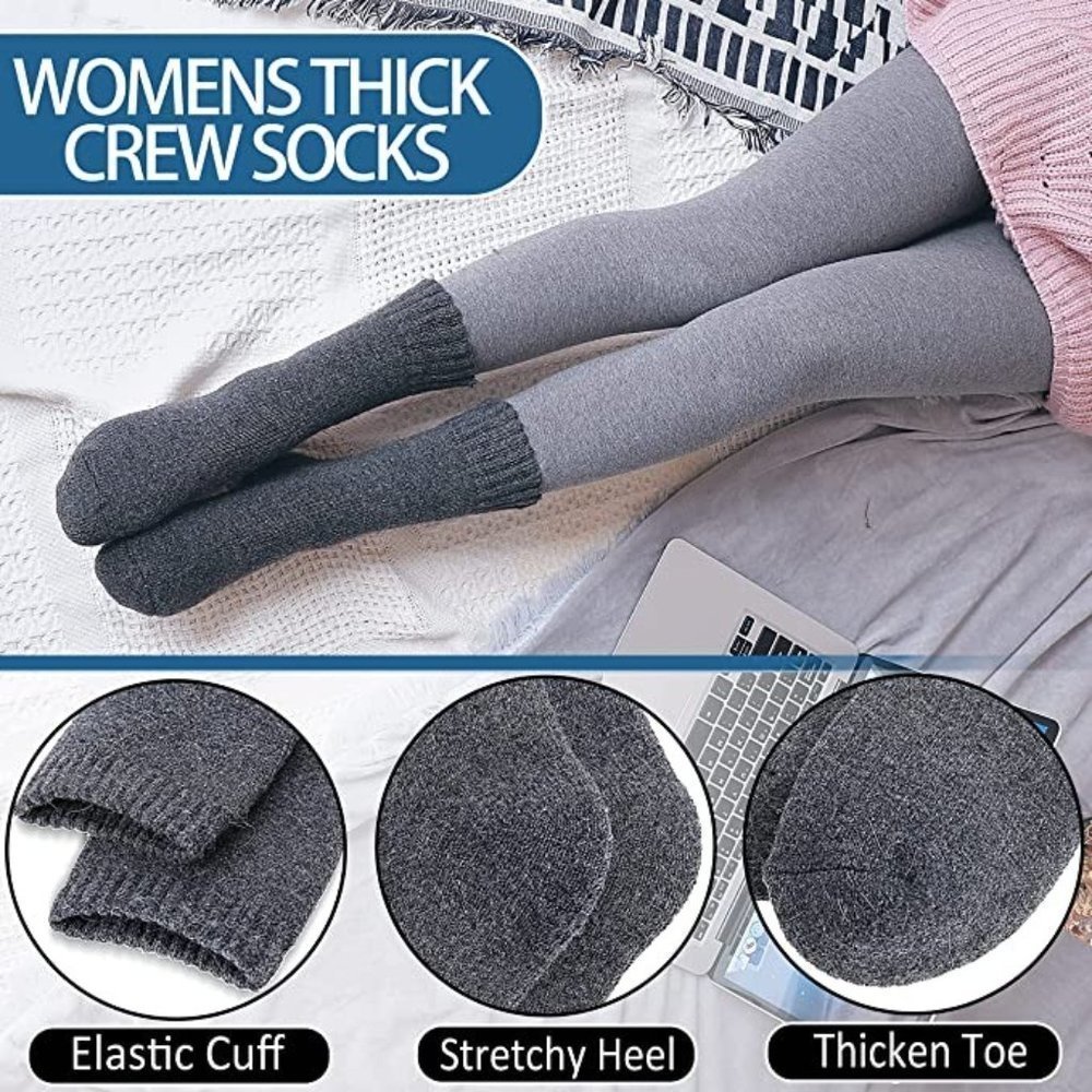 5 Pairs Luxury Wool Soft Socks Warm Winter Fall Womens Thick Cozy Knit NWT - Picture 4 of 6